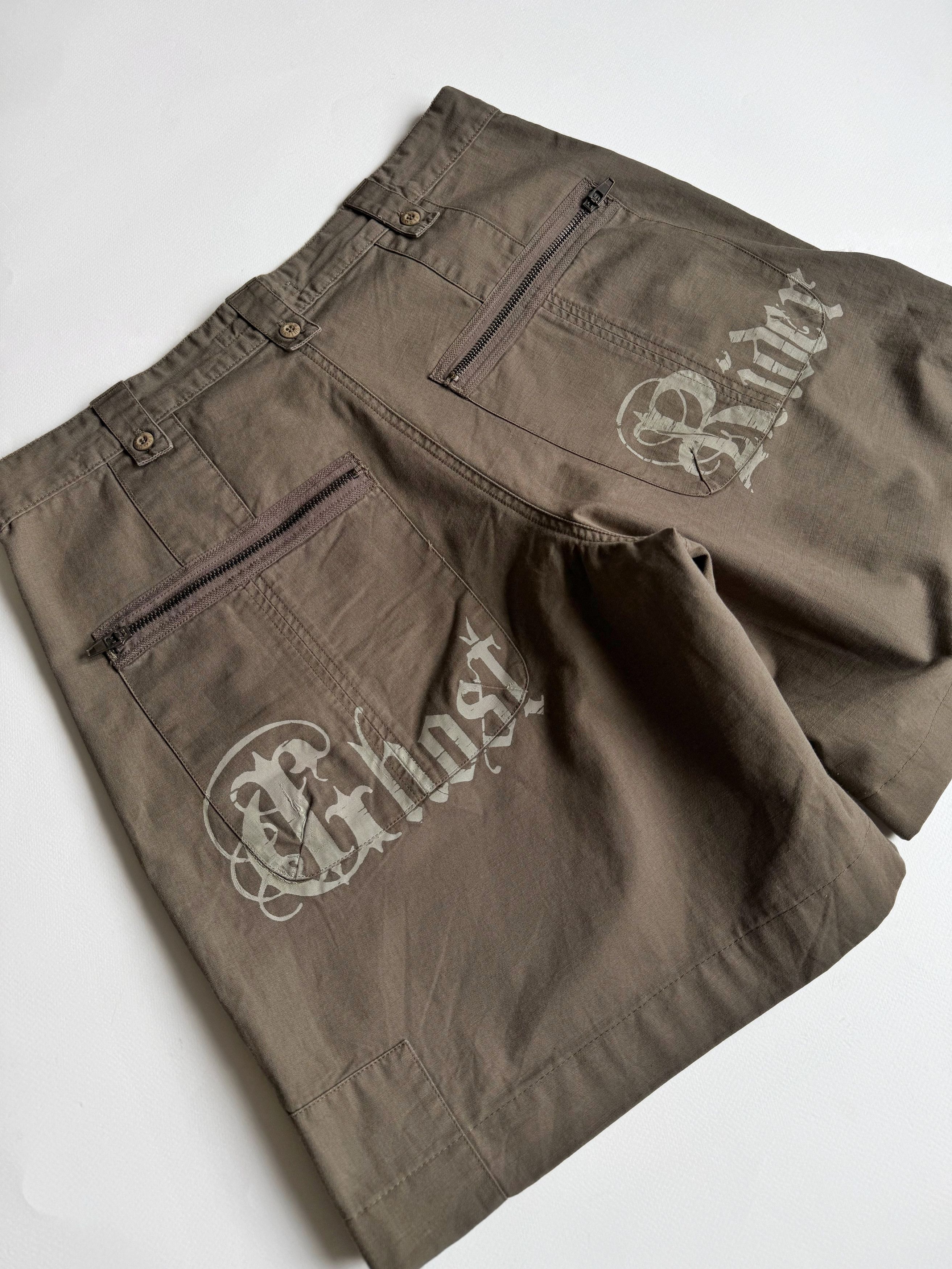 Quiksilver Quiksilver "Ghost Rider" Gothic Graphic Cargo Shorts Y2K (M) Size US 32 / EU 48 - 6 Thumbnail