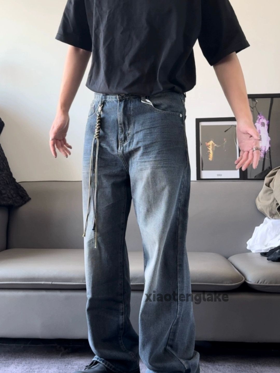 Jean × Vintage washed faded skate hiphop loose baggy stain jeans Size US 28 / EU 44 - 4 Thumbnail