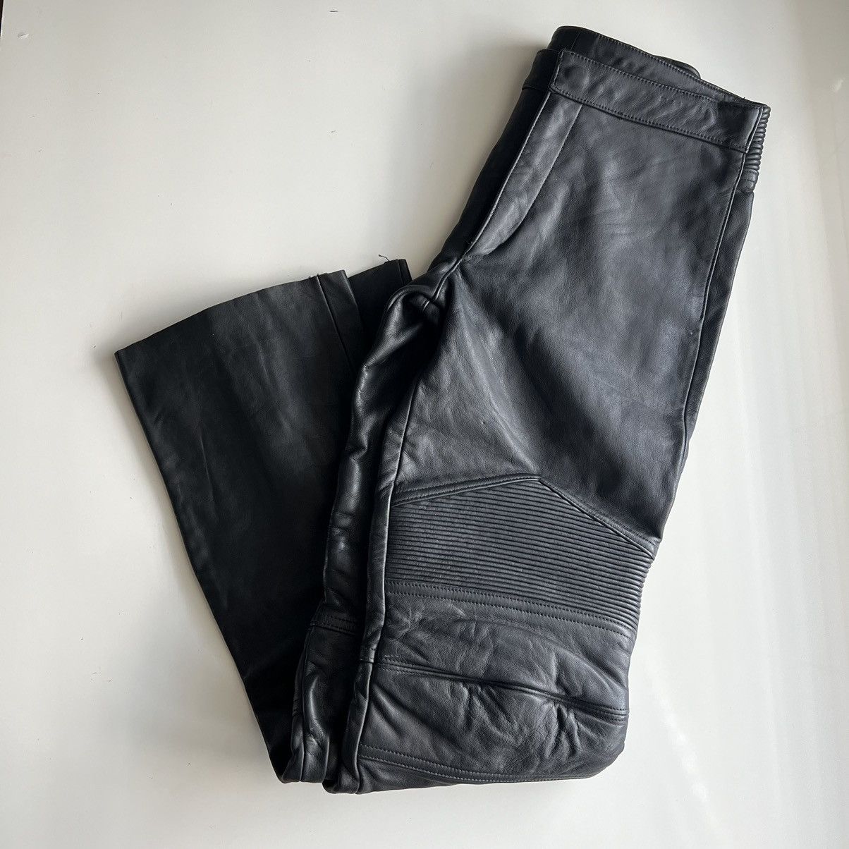 image of Vintage Archive Dkny Runway Sample Moto Leather Pants 1999 in Black, Women's (Size 24)