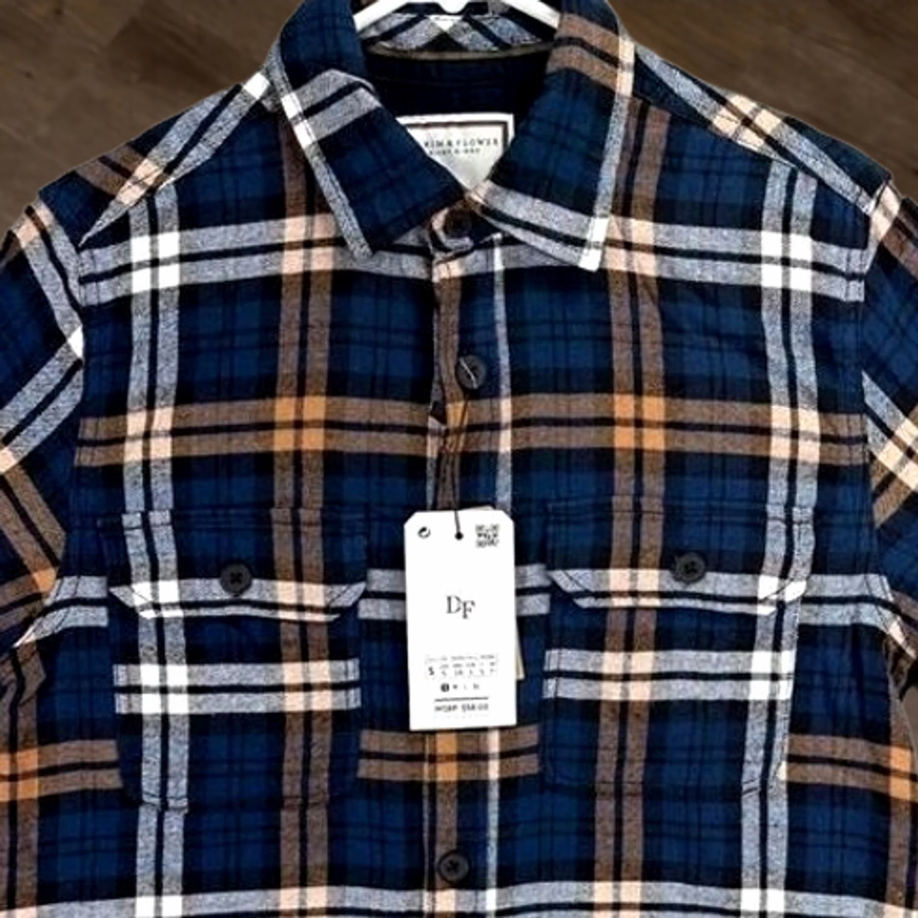 Denime DENIM & FLOWER Plaid Flannel Shirt Mens Small 38 Blue Button-Up Long Sleeve Casual Comfort Breathable Pockets Cotton Size US S / EU 44-46 / 1 - 1 Thumbnail