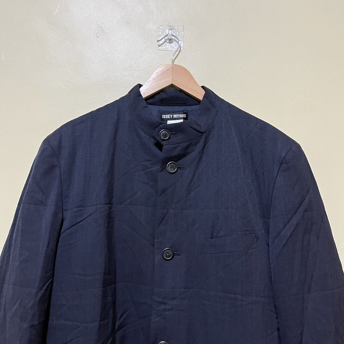 Issey Miyake 90s ISSEY MIYAKE - CHINESE COLLAR NAVY BLAZER Size 40S - 2 Thumbnail