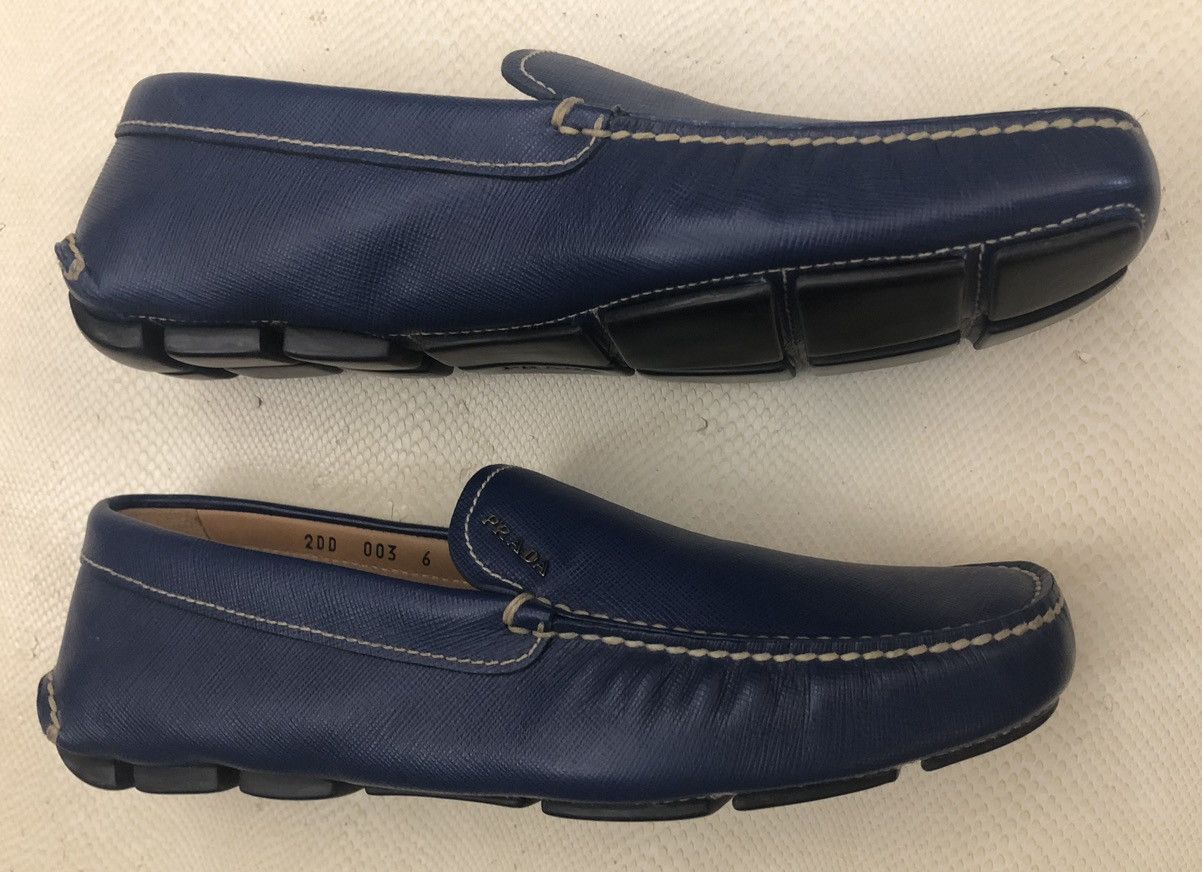 Prada Prada 🇮🇹 bluette saffiano leather Prada vamp slip on 7 NEW Size US 7 / EU 40 - 5 Thumbnail