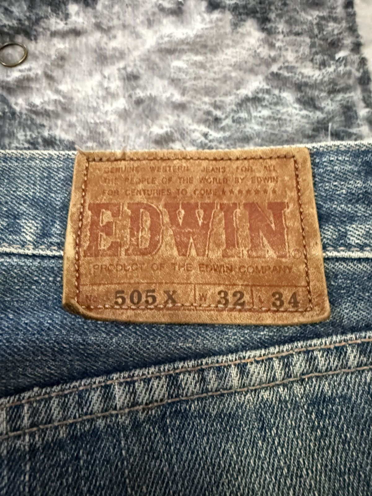 Japanese Brand EDWIN 505 Muddy Wash Selvedge Jeans Straight Loose Size US 32 / EU 48 - 20 Thumbnail