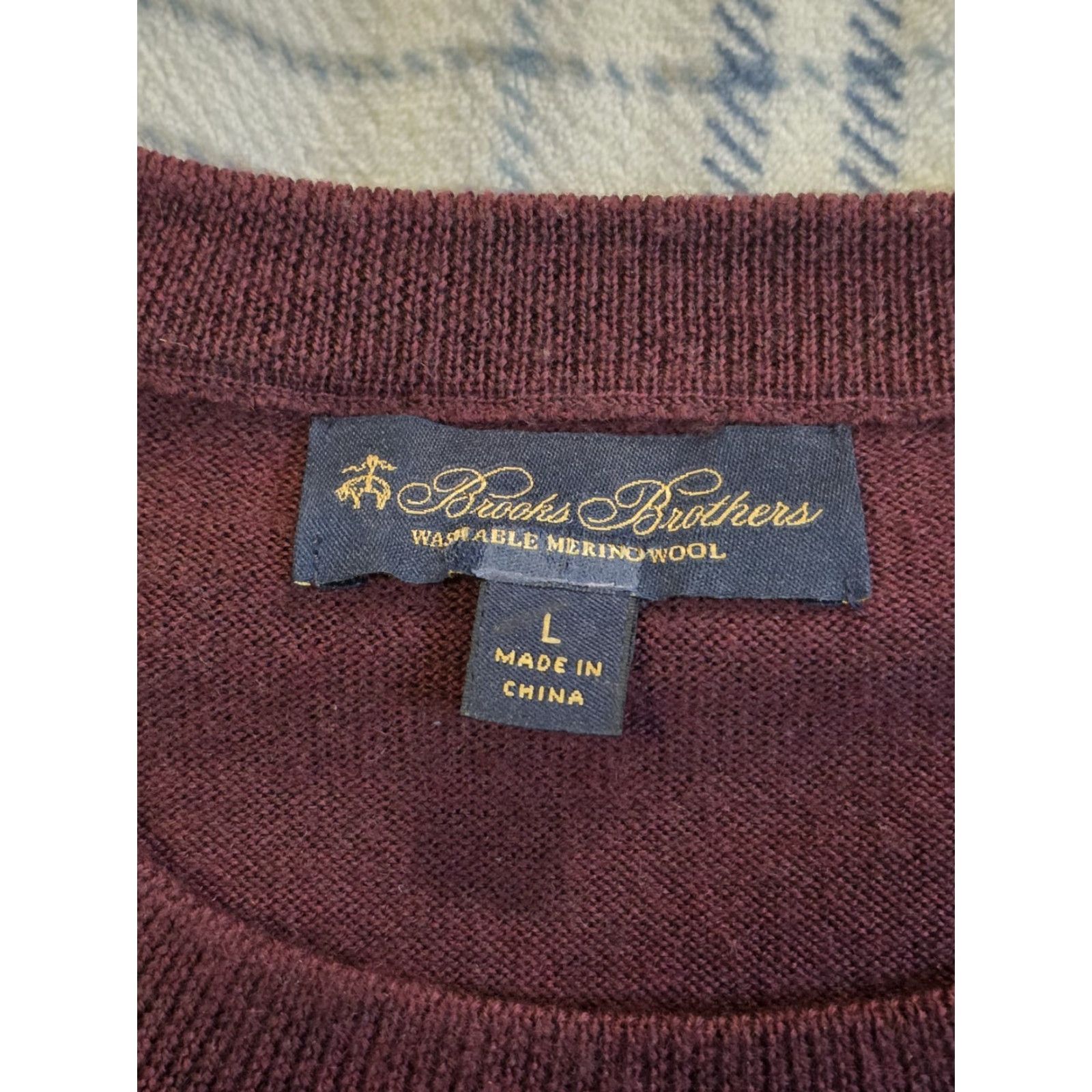 Brooks Brothers BROOKS BROTHERS Sweater Mens L Burgundy Wool Pullover Crew Neck Knit All Seasons Regular Washable Knit-Style Classic Preppy Men’s Pullover Size US L / EU 52-54 / 3 - 5 Thumbnail