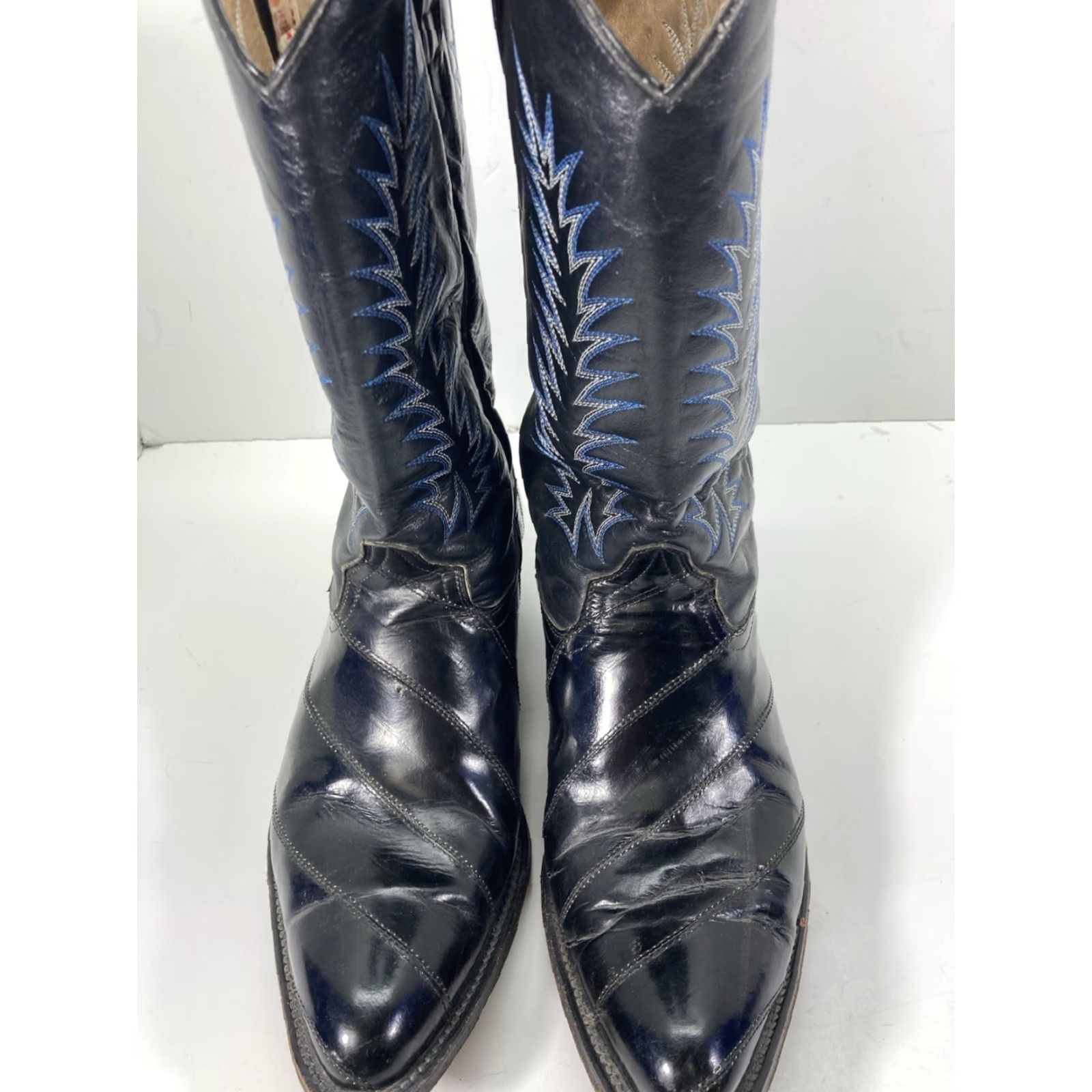 Vintage VINTAGE JAR Boots Western Boot Men Size 8 Black Exotic Leather Eel Skin Mexico Cowboy Rodeo Leather Upper Pull On D Mens Size US 8 / EU 41 - 2 Thumbnail