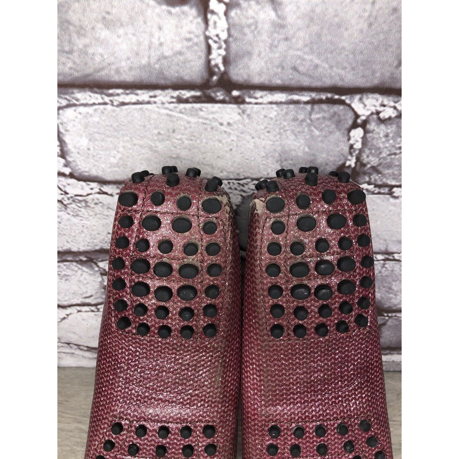 Tod's TODS Pink Metallic Leather Moccasins Driver Loafers Flats Wo Size US 5 / IT 35 - 8 Thumbnail