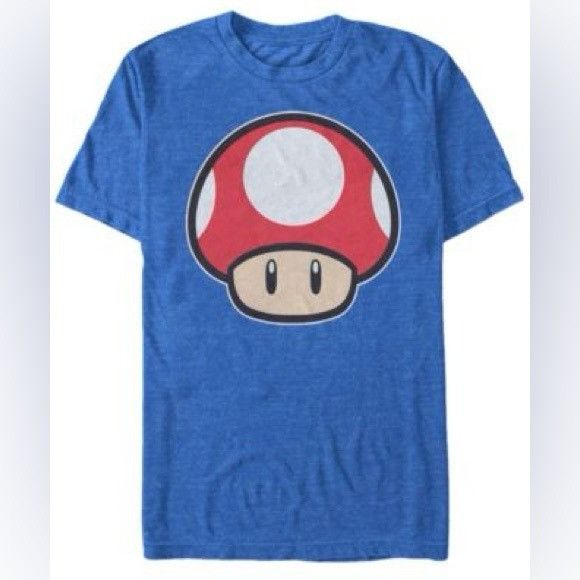Nintendo NEW SUPER MARIO BROS NINTENDO MUSHROOMS BLUE T-SHIRT SZ MEDI Size US M / EU 48-50 / 2 - 1 Thumbnail
