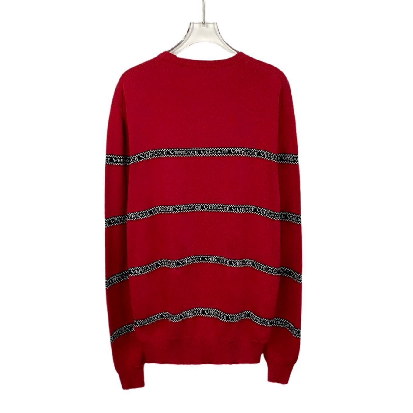 Versace Versace Red Logo Striped Crew Neck Sweater 46 S Long Sleeve Size S / US 4 / IT 40 - 6 Thumbnail