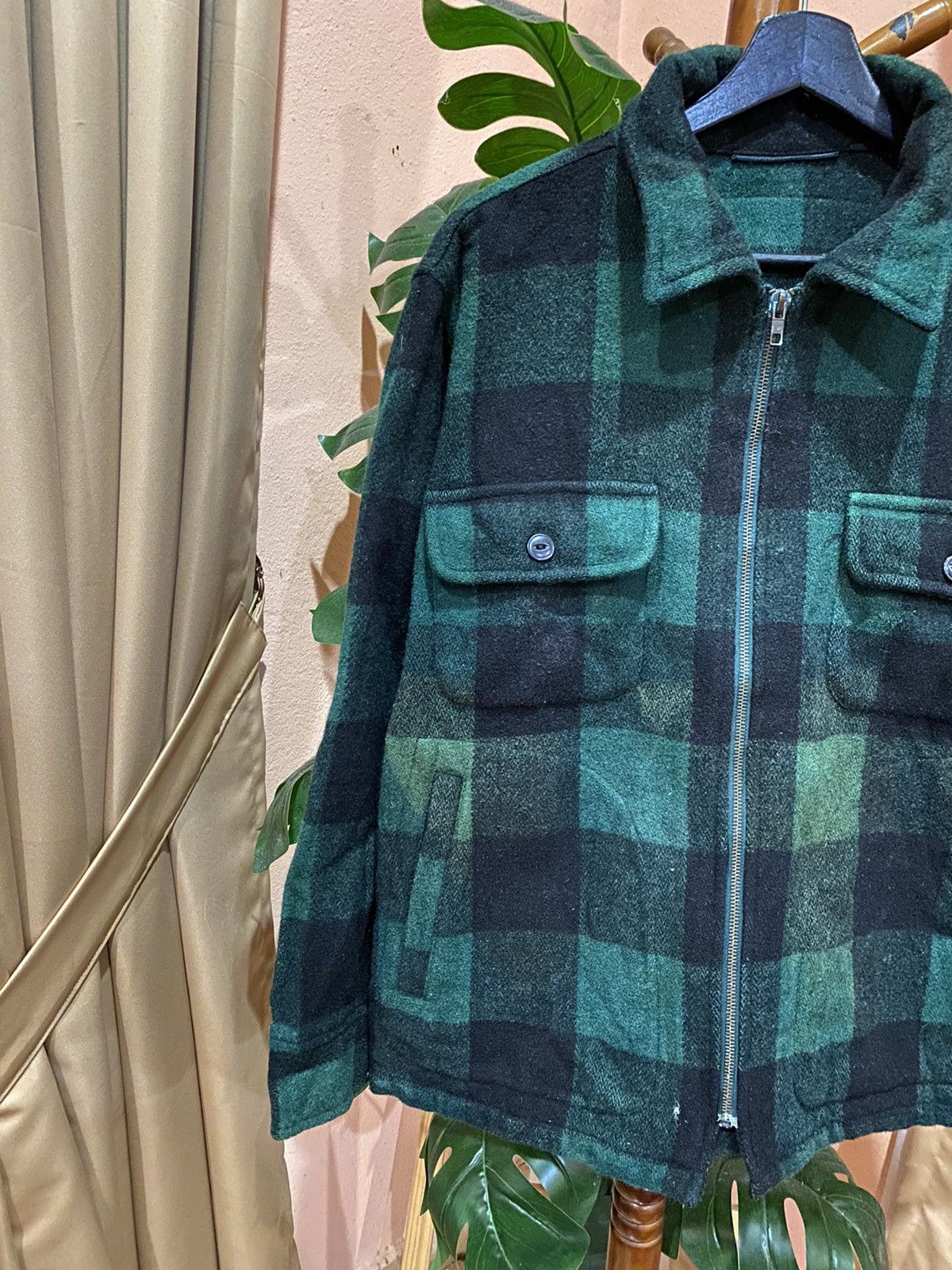 Vintage Vintage Green and Black Buffalo Plaid Wool Blend Zip-Up Size US M / EU 48-50 / 2 - 5 Thumbnail