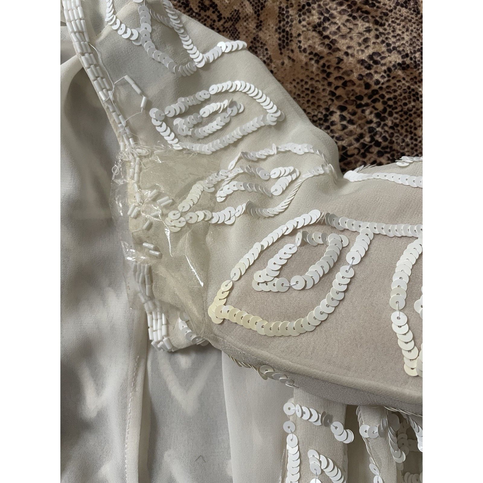 Vintage NWT AJ Bari Beaded Sequin Silk Long Sleeve Shirt Jacket 14 Size XL / US 12-14 / IT 48-50 - 9 Thumbnail