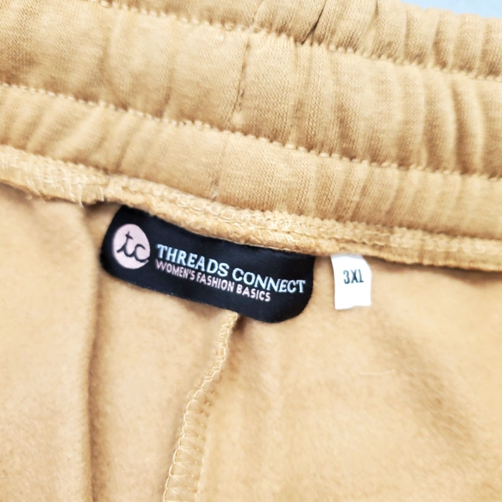 Vintage Threads Connect Jogger Pants Womens 3XL Tan Fleece Lined Drawstring Tapered Leg Size 40" / US 18 - 7 Thumbnail