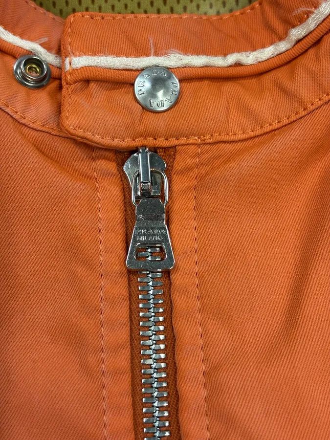 Prada SS2002 Prada Orange Nylon Biker Jacket Size US M / EU 48-50 / 2 - 9 Thumbnail