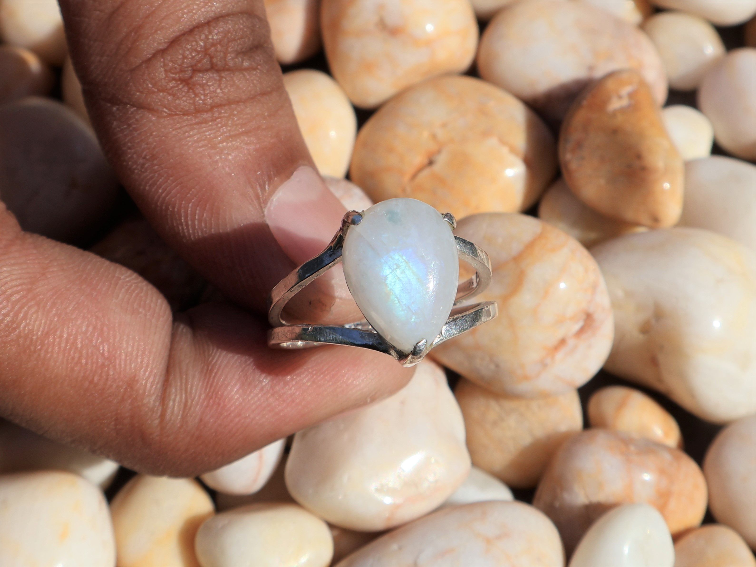 Handmade Rainbow Moonstone Ring, Handmade Ring, 925 Sterling Silver, Size ONE SIZE - 4 Thumbnail