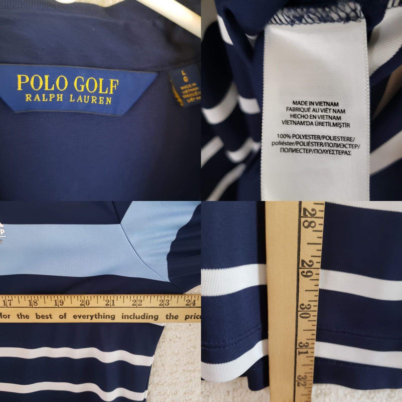 Polo Ralph Lauren VINTAGE Polo Ralph Lauren Shirt Mens LBlue Stripe Performance PGA Championship Logo Size US L / EU 52-54 / 3 - 9 Thumbnail
