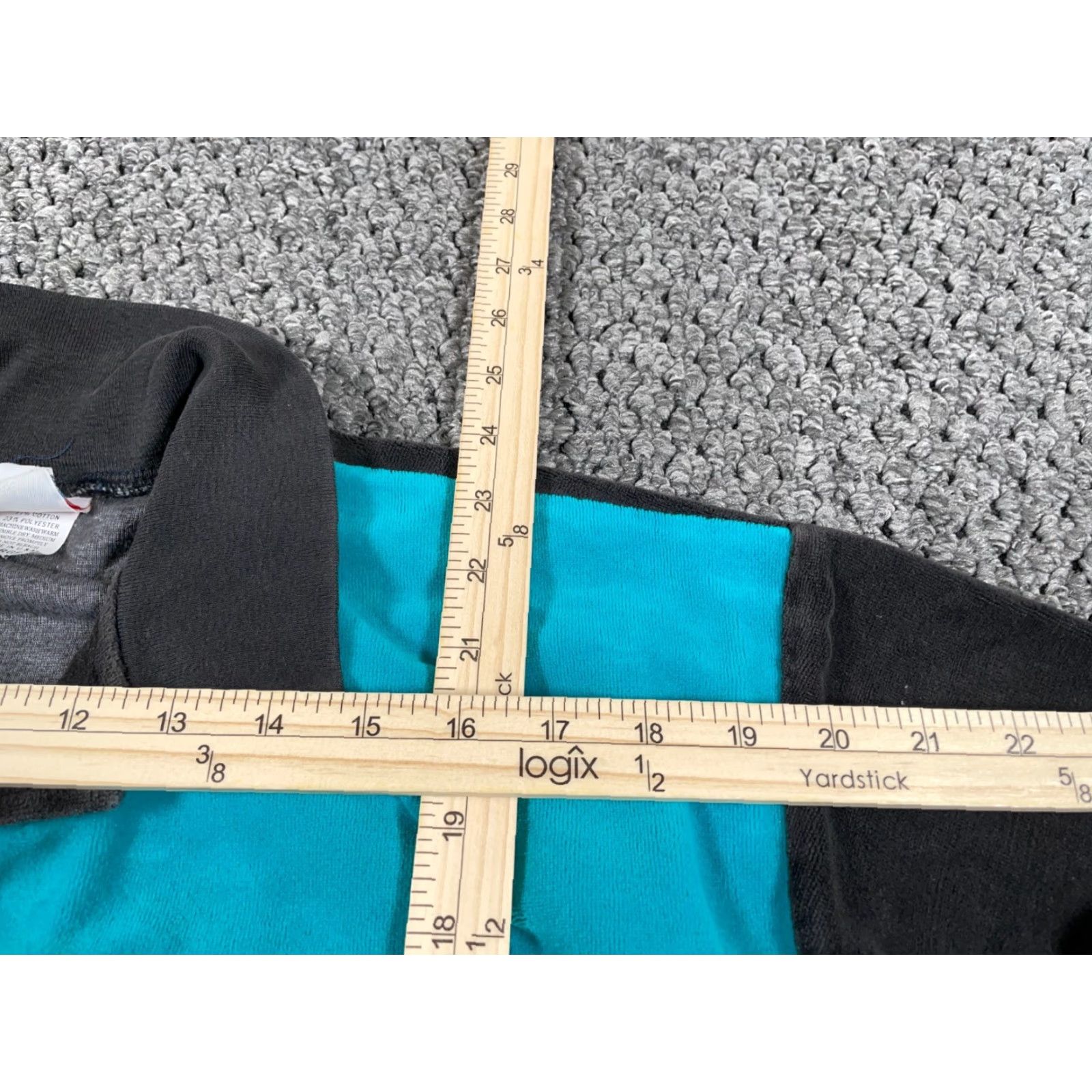 Vintage VTG 80s Velour Collared Shirt Women's Large Black Teal Boxy Fit Oversized Polo Size L / US 10 / IT 46 - 6 Thumbnail