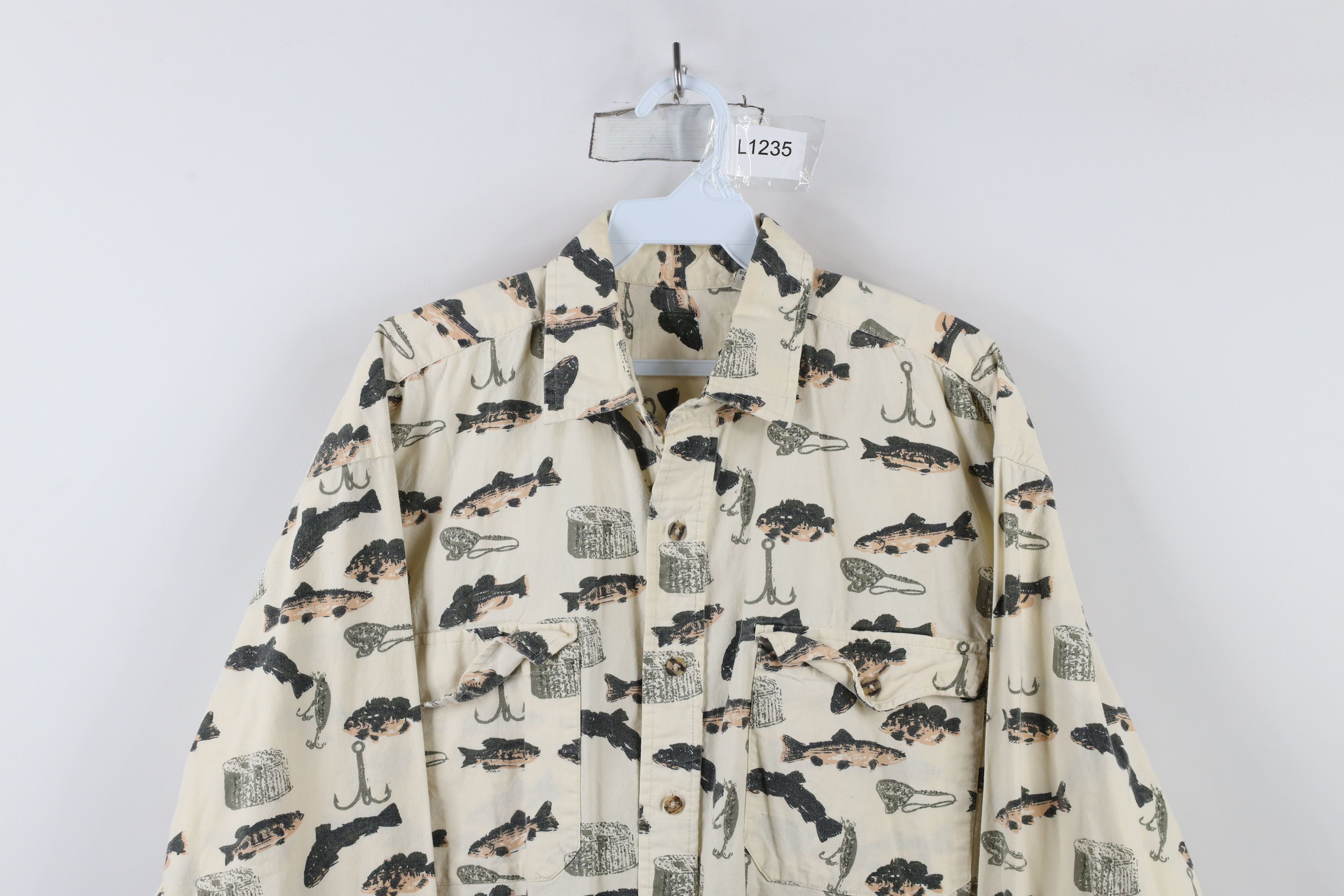 Vintage Vintage 90s Streetwear Fishing All Over Print Button Shirt Size US L / EU 52-54 / 3 - 2 Thumbnail