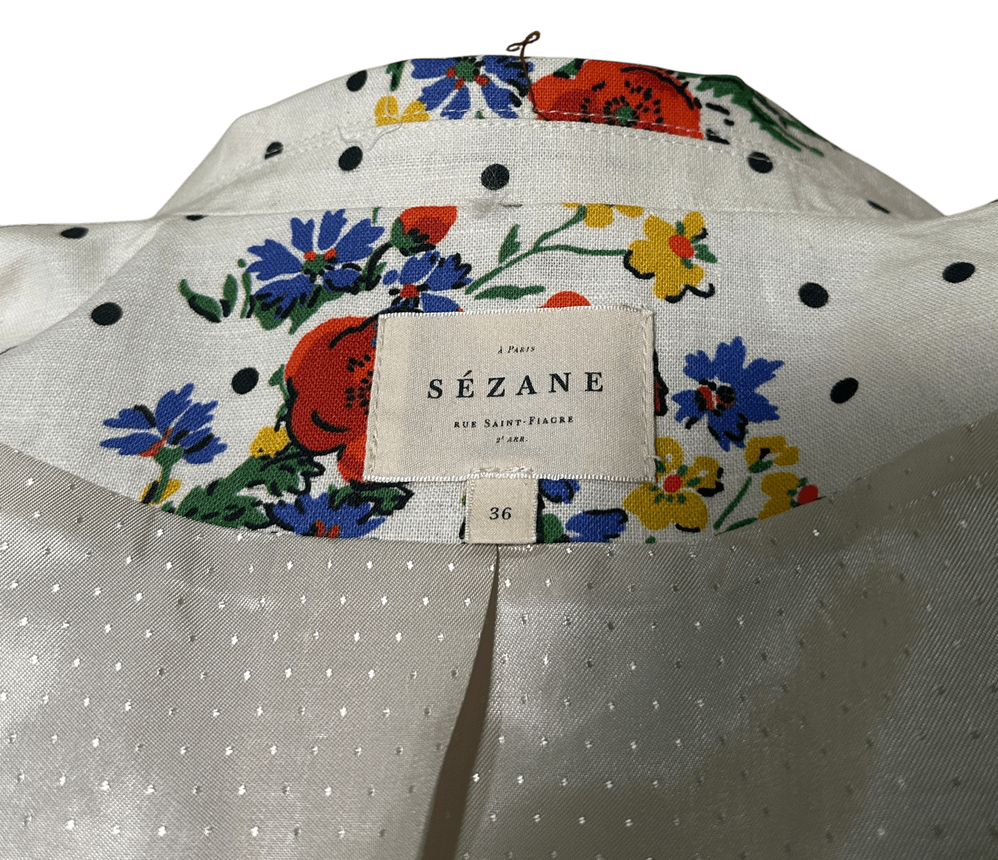 Sezane Christie Linen Floral Blazer Size XS / US 0-2 / IT 36-38 - 7 Thumbnail