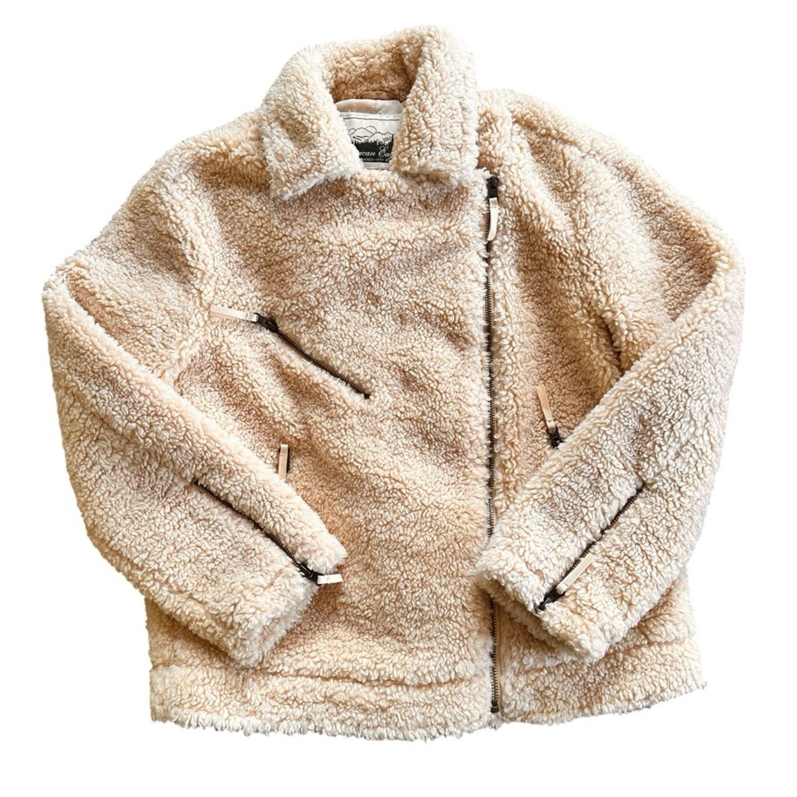 American Eagle Outfitters American Eagle Sherpa Moto Jacket - Size XS - Cream Size XS / US 0-2 / IT 36-38 - 1 Thumbnail