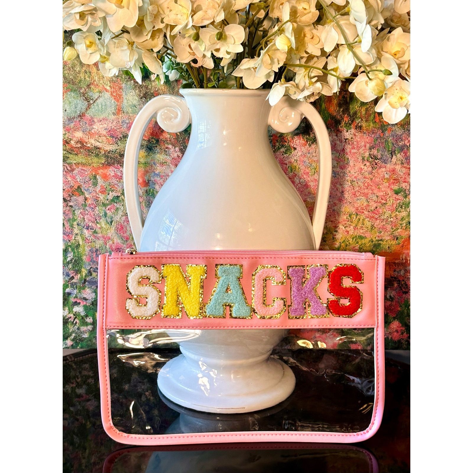 Other New Clear Pink SNACKS Zipper Pouch Removable Wristlet Strap Size ONE SIZE - 1 Thumbnail