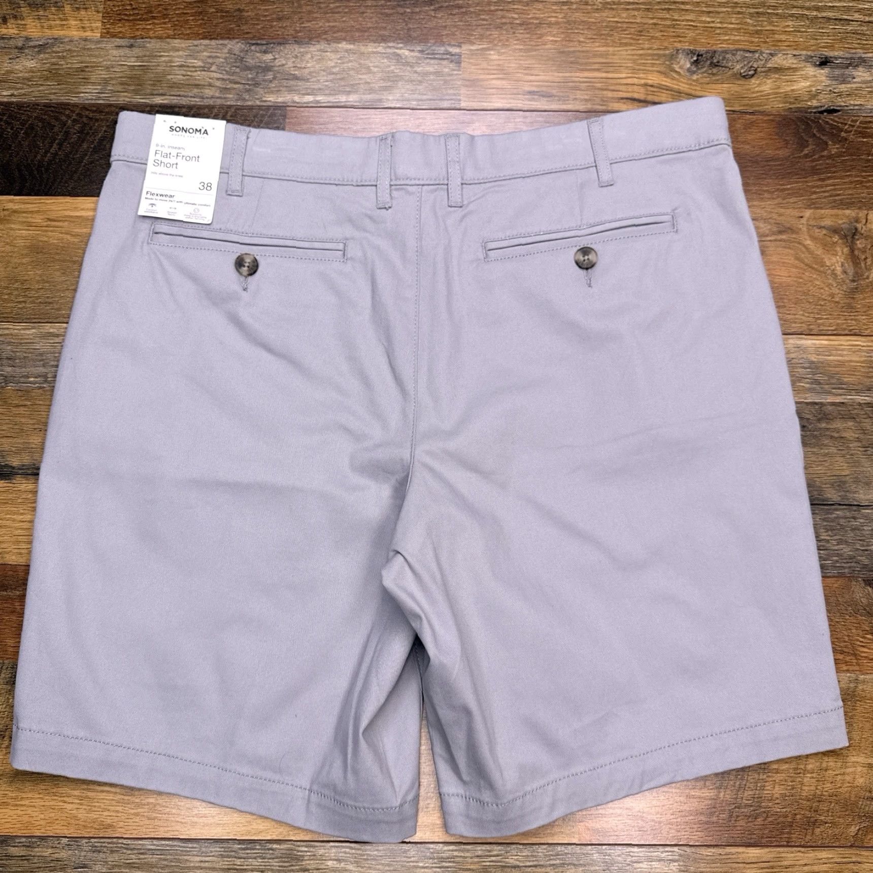 Vintage Sonoma Shorts Mens 38 Gray Mid Rise Stretch Chino Twill Regular Fit New Size US 38 / EU 54 - 2 Thumbnail