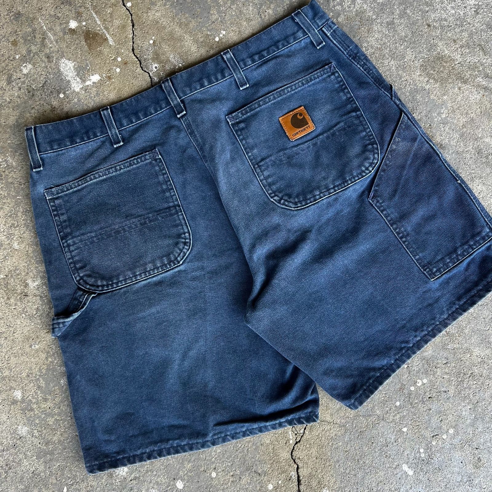 Carhartt × Vintage Carhartt B24 BLU blue work wear carpenter shorts Size US 37 - 2 Thumbnail
