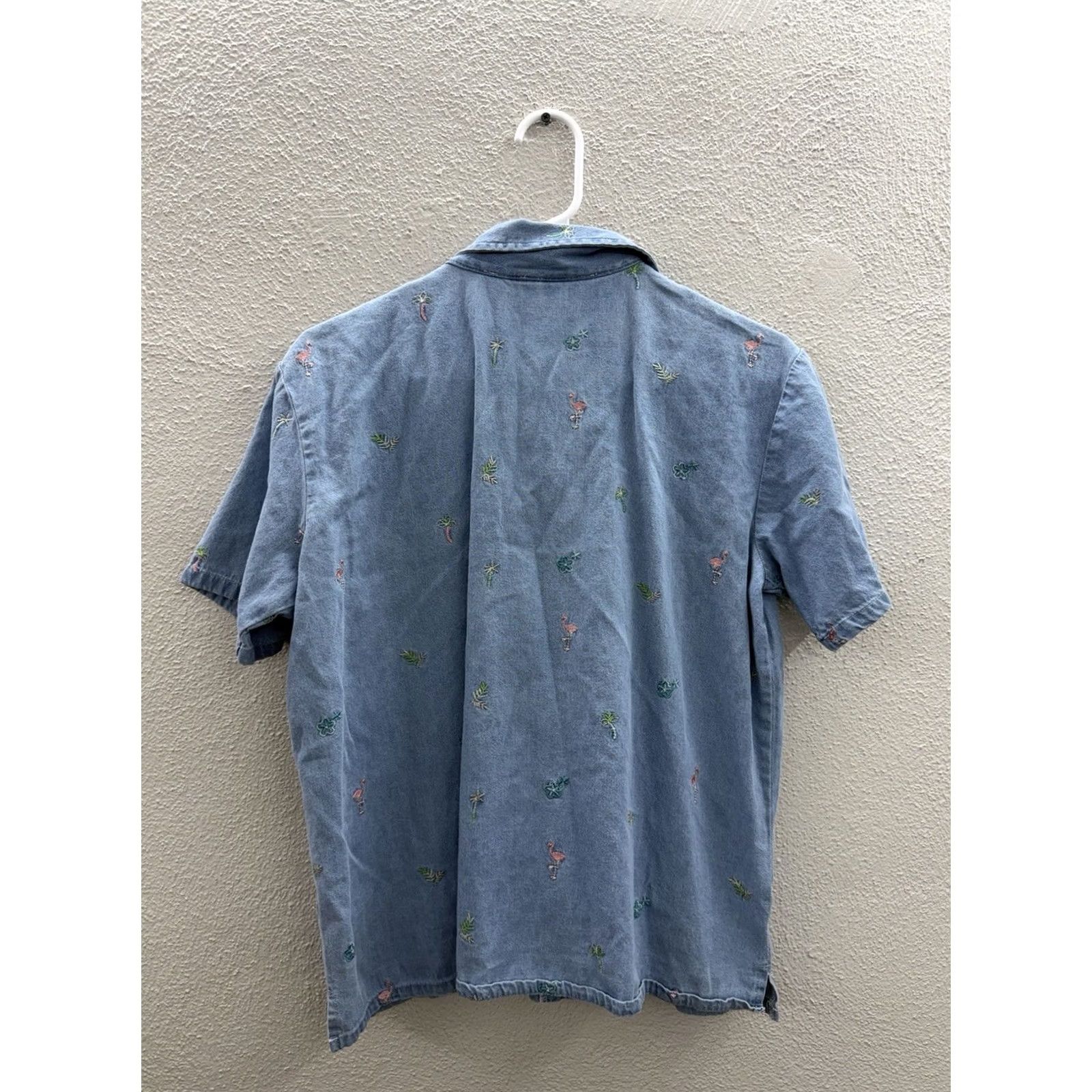 Vintage Teddi Womens Shirt Button-Up Collared Chambray Blue Size M Stitched Embroidered Vintage Shirt Women Regular Fit Long Sleeve Lightweight Casual Size M / US 6-8 / IT 42-44 - 6 Thumbnail