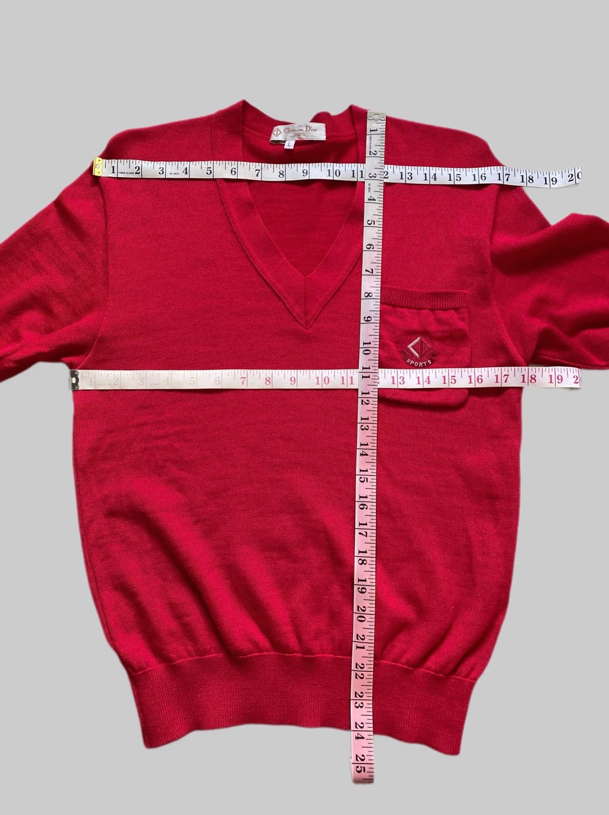 Christian Dior Monsieur × Vintage Vintage Christian Dior Sports V-Neck Knit Sweater - Red Size L / US 10 / IT 46 - 5 Thumbnail