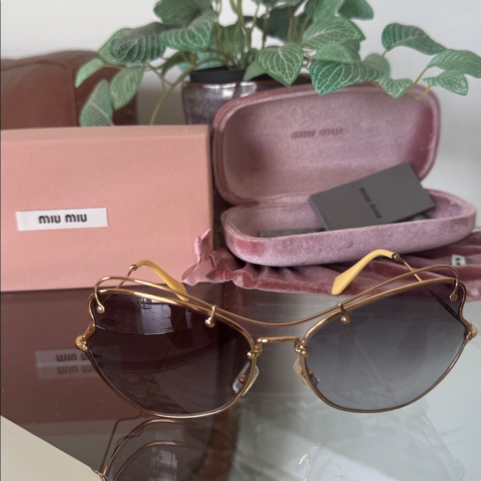 Miu Miu MIU MIU Gold Butterfly Frame Sunglasses- full inclusion Size ONE SIZE - 1 Thumbnail
