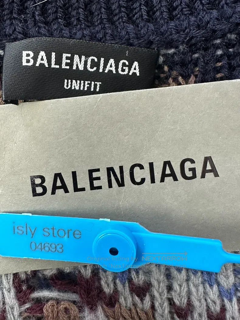 Balenciaga Balenciaga Worn Effect Round Neck Long Sleeve Sweater Blue Size US S / EU 44-46 / 1 - 4 Thumbnail