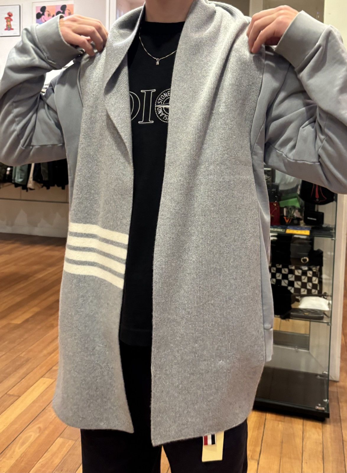 Thom Browne Thom Browne Grey Full Cashmere Scarf Size ONE SIZE - 2 Thumbnail