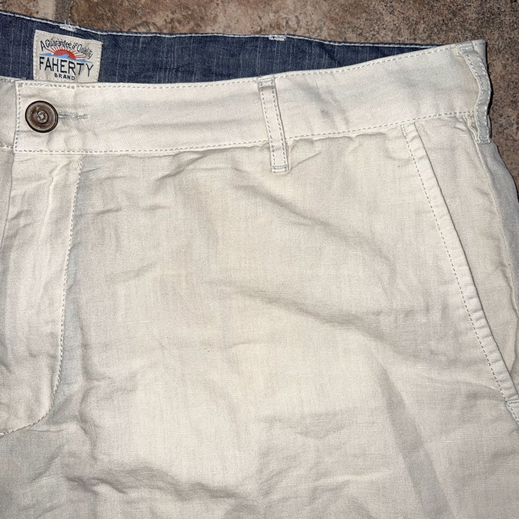 Faherty Faherty Brand Shorts Mens Size 38 Beige Linen Blend Chino - Mens Size US 38 / EU 54 - 2 Thumbnail