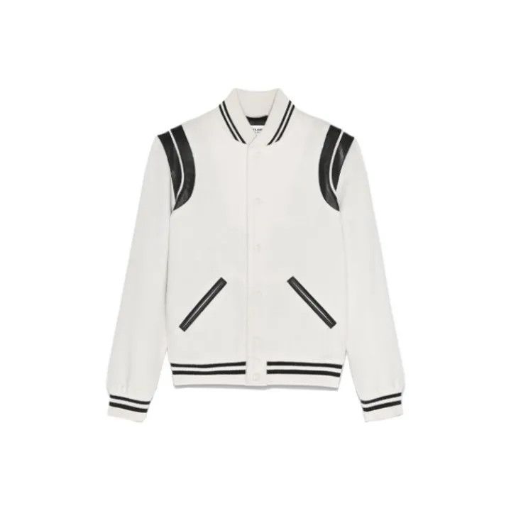 Saint Laurent Paris Saint Laurent Striped Long Sleeve Baseball Jacket Size US L / EU 52-54 / 3 - 1 Thumbnail