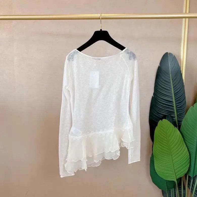 Other Esanno Scernno Women's White Knit Irregular Hem Top 38 Size XS / US 0-2 / IT 36-38 - 3 Thumbnail