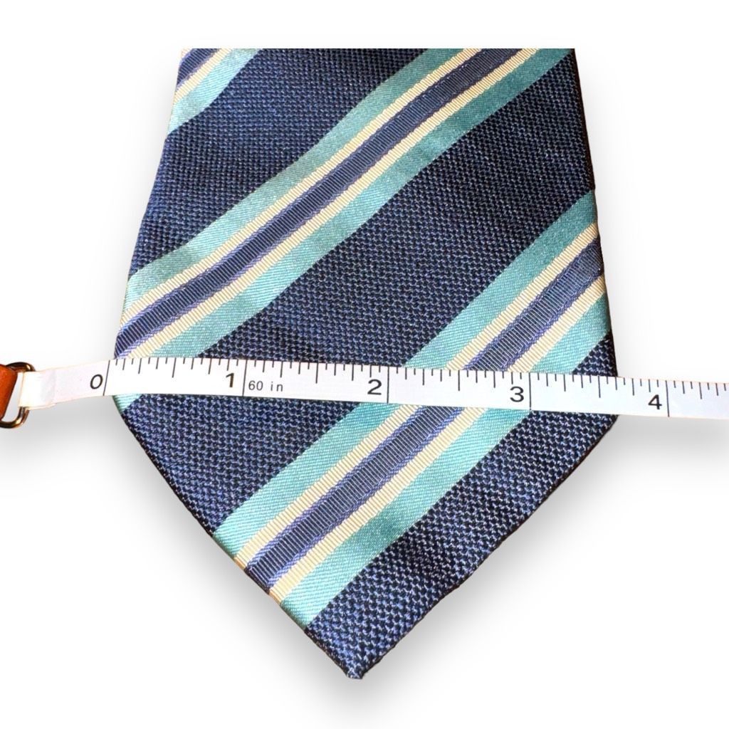 Les Copains Les Copains Navy & White Handmade in Italy Rep Stripe Tie Size ONE SIZE - 2 Thumbnail