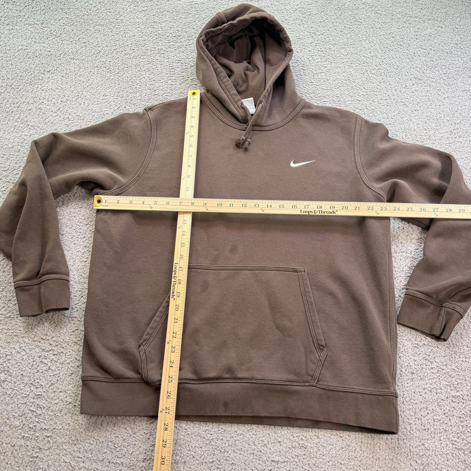 Nike Nike Mini Swoosh Brown Pullover Hoodie Fleece Sweatshirt XL Size US XL / EU 56 / 4 - 3 Thumbnail