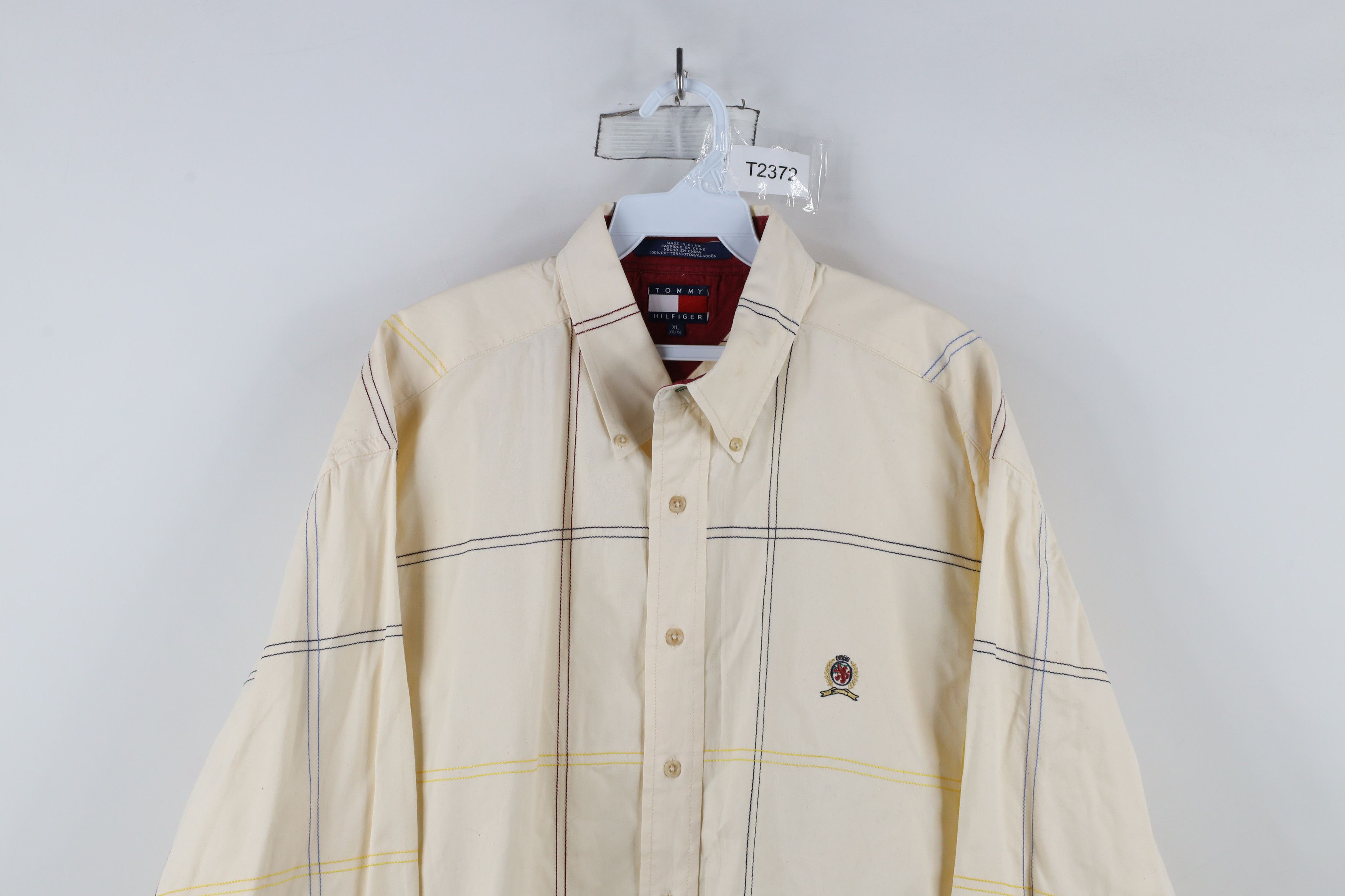 Tommy Hilfiger × Vintage Vintage 90s Tommy Hilfiger Rainbow Plaid Button Down Shirt Size US XL / EU 56 / 4 - 2 Thumbnail