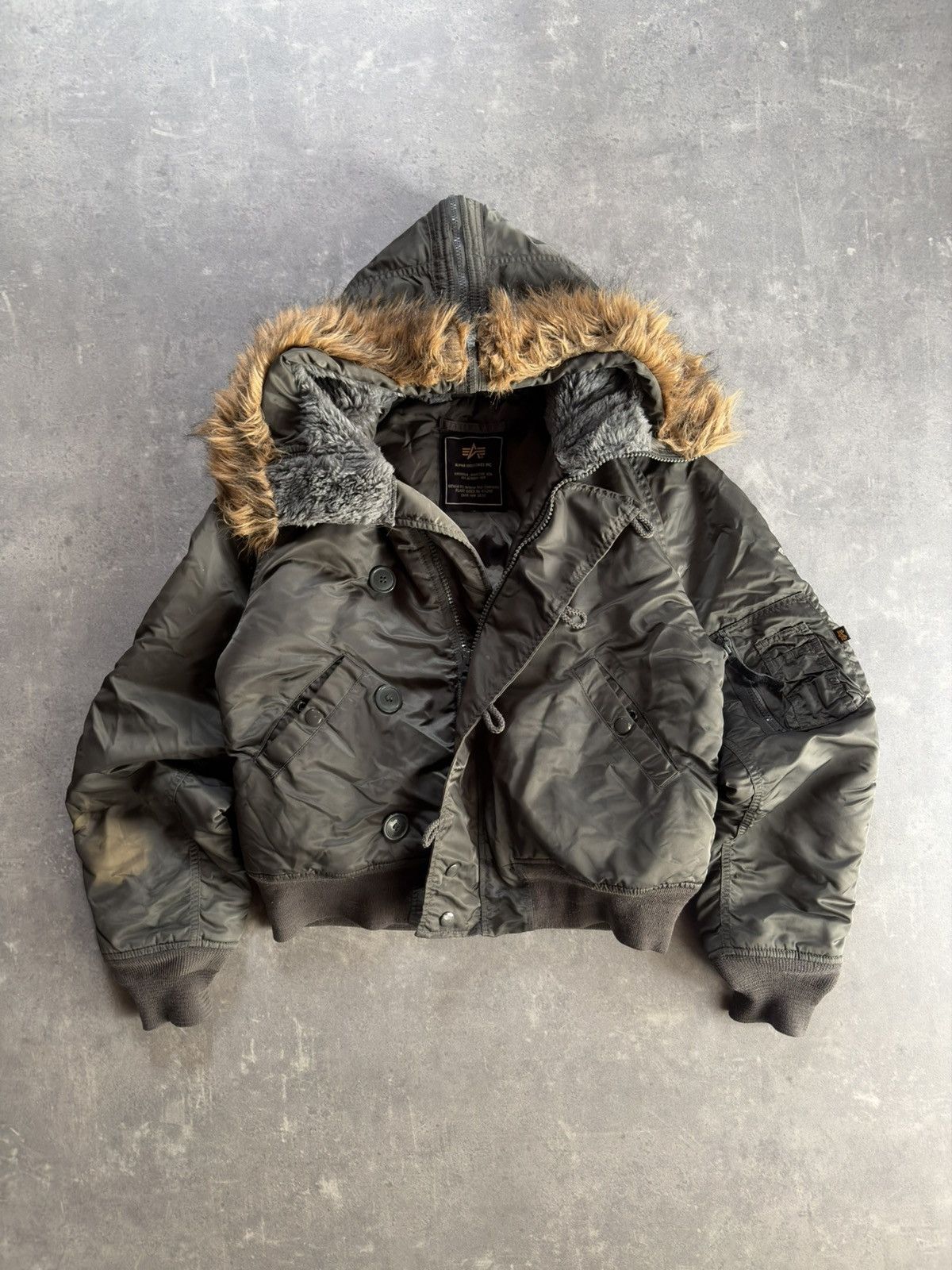 Alpha Industries 00s Alpha Industries Faux Fur Hooded Bomber Jacket S M Size US S / EU 44-46 / 1 - 1 Thumbnail
