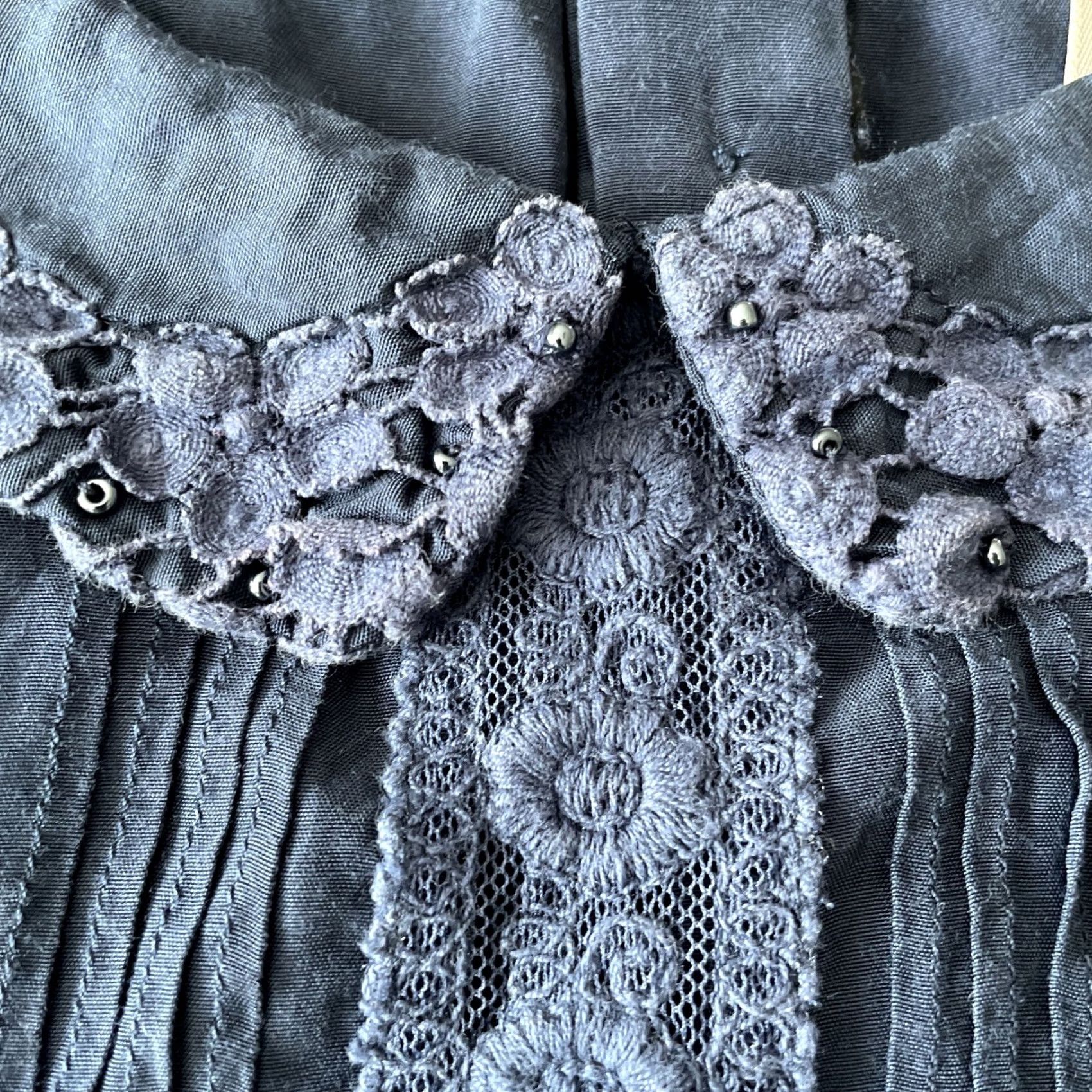 Free People Free People Blouse Shirt Women M Blue Embroidered Bohemian Tunic Long Sleeve Button Open Back Strait Casual Party/Cocktail Travel Size M / US 6-8 / IT 42-44 - 5 Thumbnail