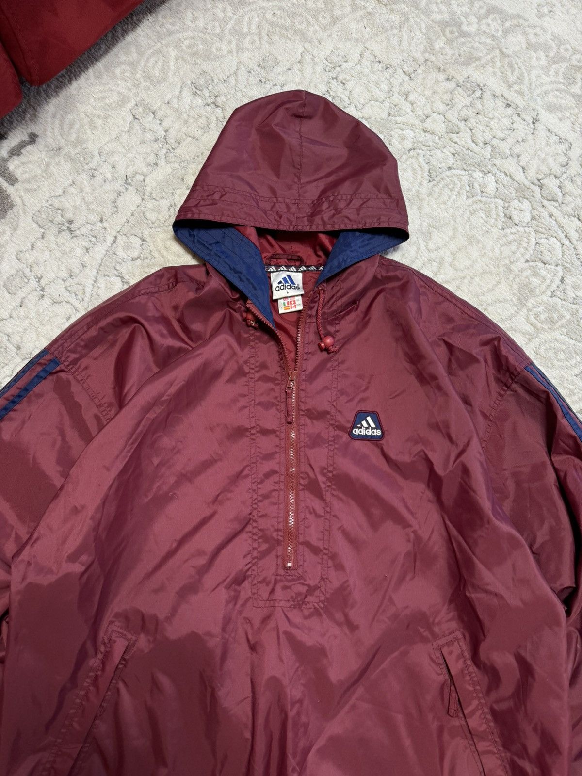 Adidas × Vintage Vintage Adidas Burgundy Anorak Nylon Jacket Size US XL / EU 56 / 4 - 9 Thumbnail