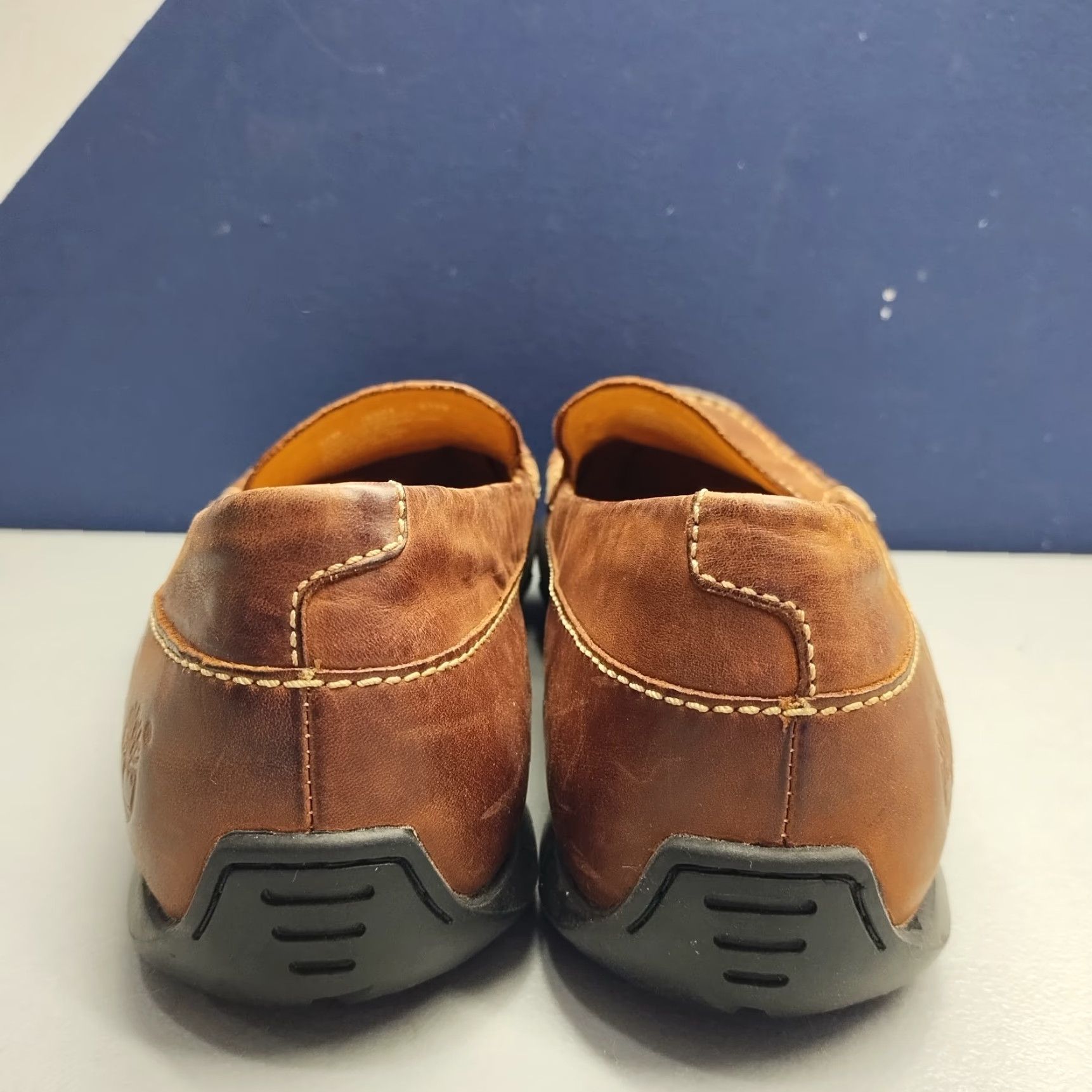 Timberland Timberland Mens Size 10M Brown Genuine Leather Slip On Loafers Smart Comfort Shoes Size US 10 / EU 43 - 6 Thumbnail