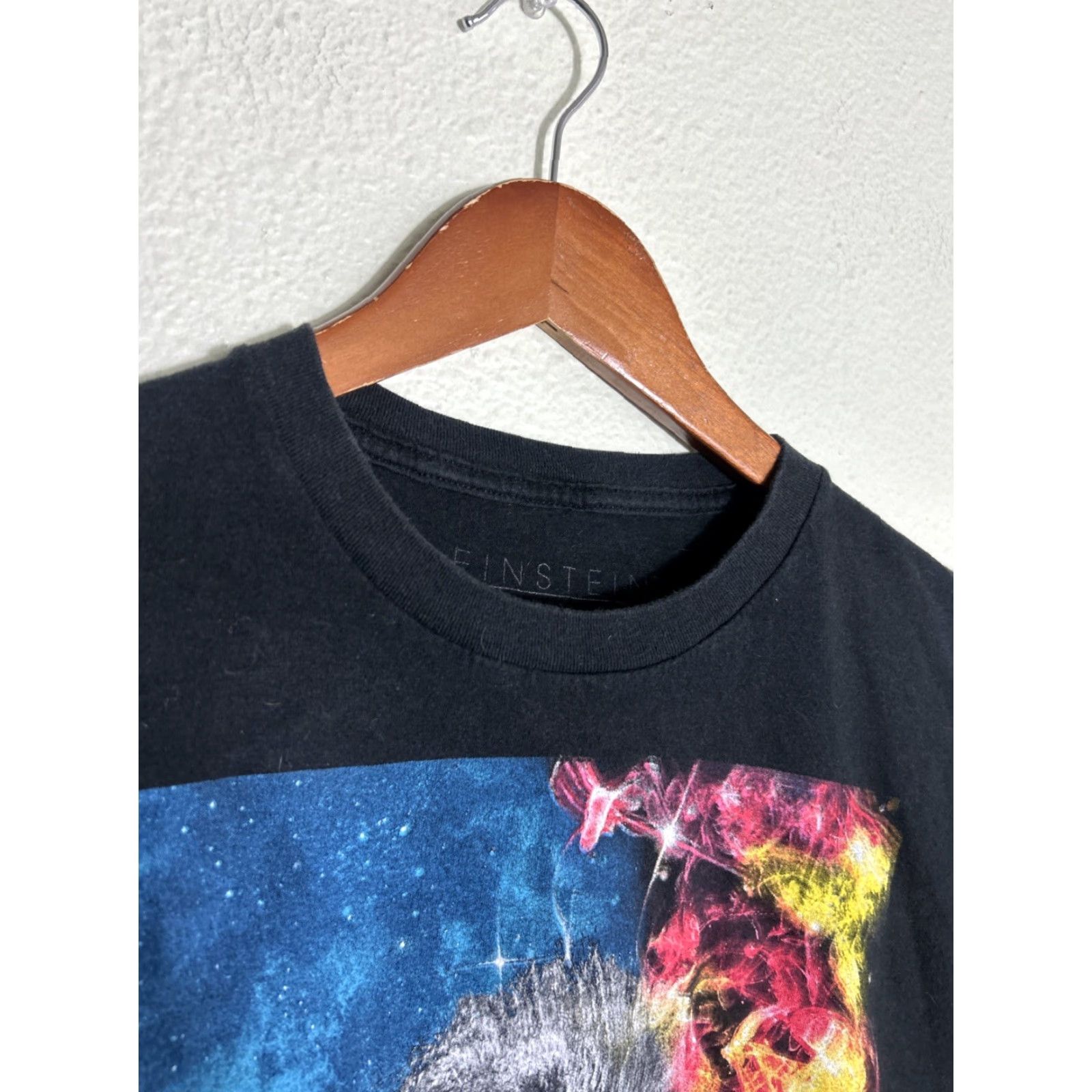 Vintage Albert Einstein Space Shirt Womens Medium Yellow Graphic Tee Black Blue Red Size M / US 6-8 / IT 42-44 - 4 Thumbnail