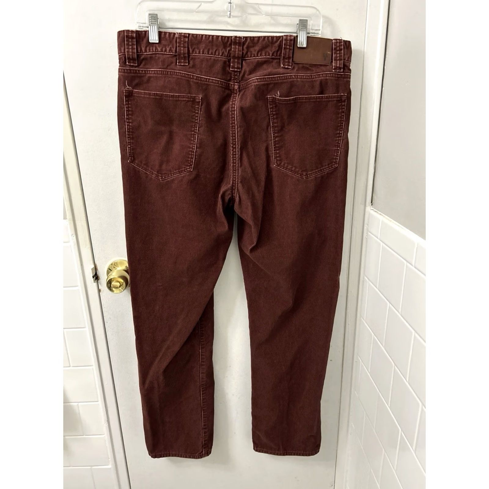 Vintage LL Bean Signature Corduroy Pants Mens 36x30 Burgundy Maroon Slim Straight 301738 Size US 36 / EU 52 - 2 Thumbnail