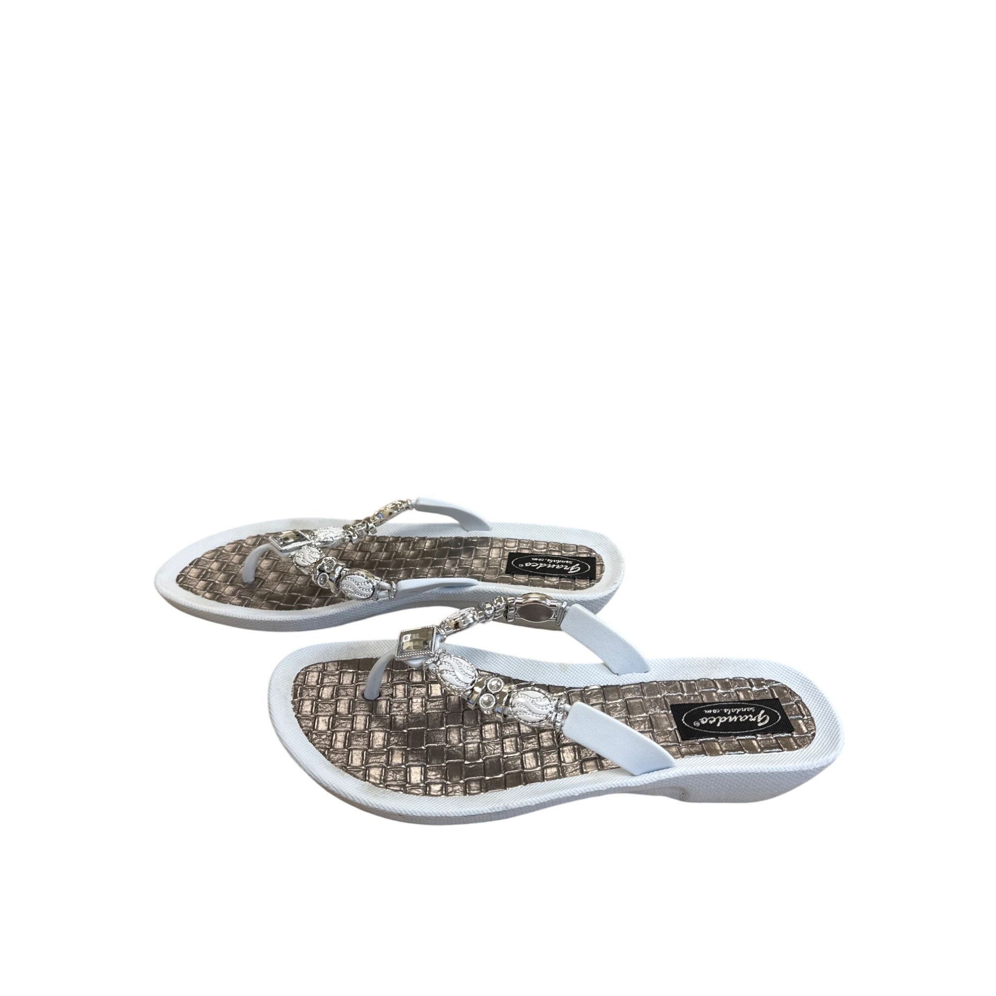 Other Grandco Womens White Bejeweled Sandals Size 10 SKU 8221 Size US 10 / IT 40 - 4 Thumbnail