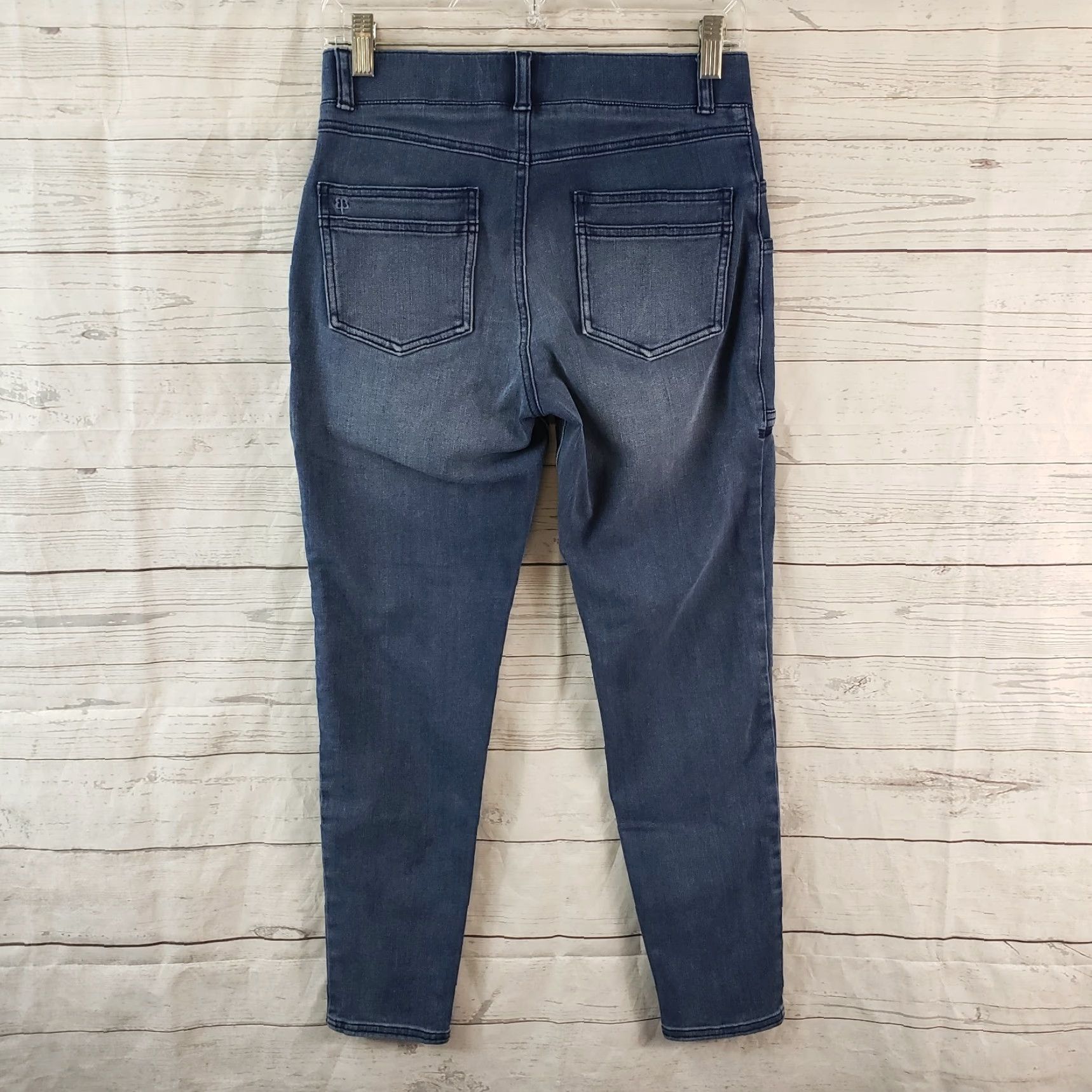Vintage Betabrand Womens Skinny Pull On Jeans Sz S Blue Mid Rise Pockets Denim Size 28" / US 6 / IT 42 - 3 Thumbnail