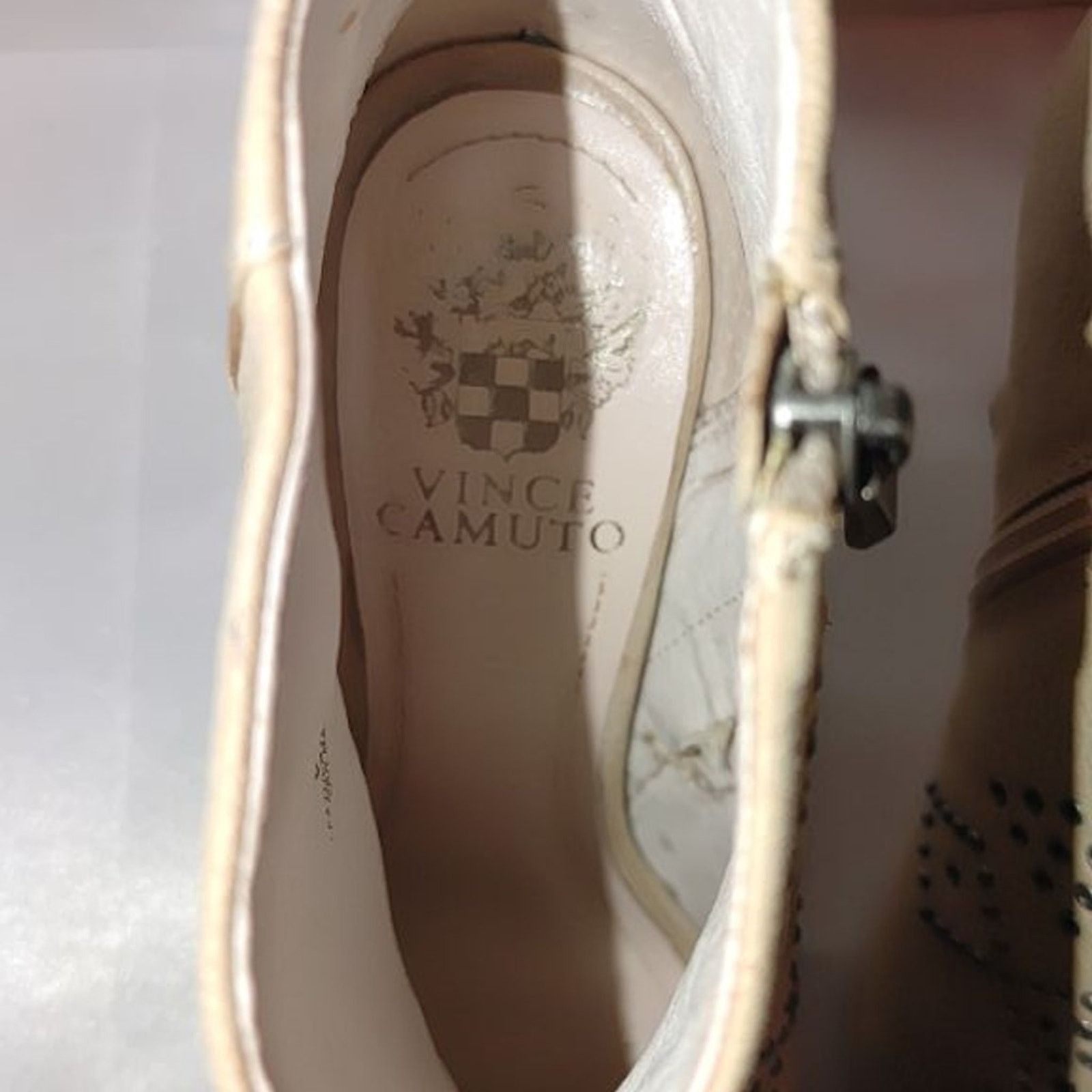 Vince Camuto Vince Camuto Kanster Beige Leather Peep Toe Booties Size 6 Size US 6 / IT 36 - 7 Thumbnail