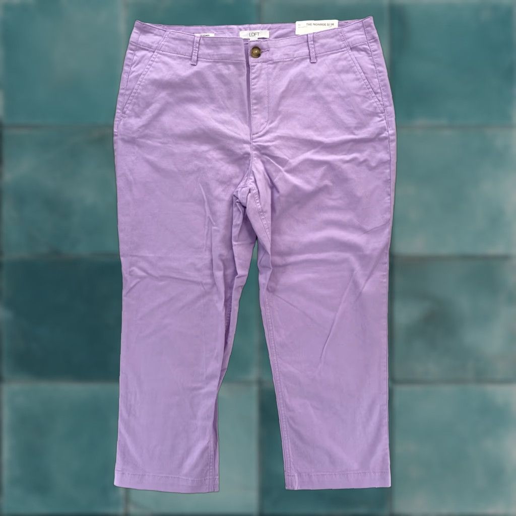 Loft LOFT Monroe Slim Chino Pants Women's 16P Purple Stretch Casual Preppy Travel NWT Size 25" / US 0 / IT 36 - 1 Thumbnail