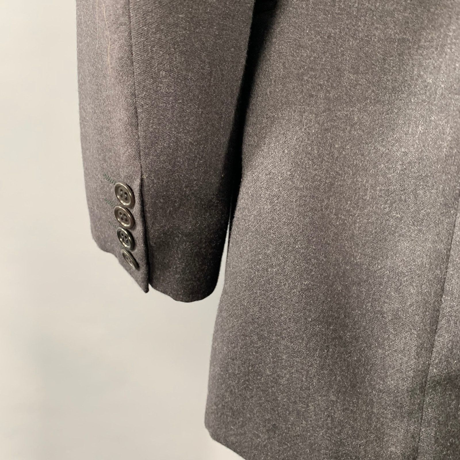Valentino Size 43 Regular Grey Charcoal Virgin Wool Notch Lapel Suit Size 44R - 8 Thumbnail