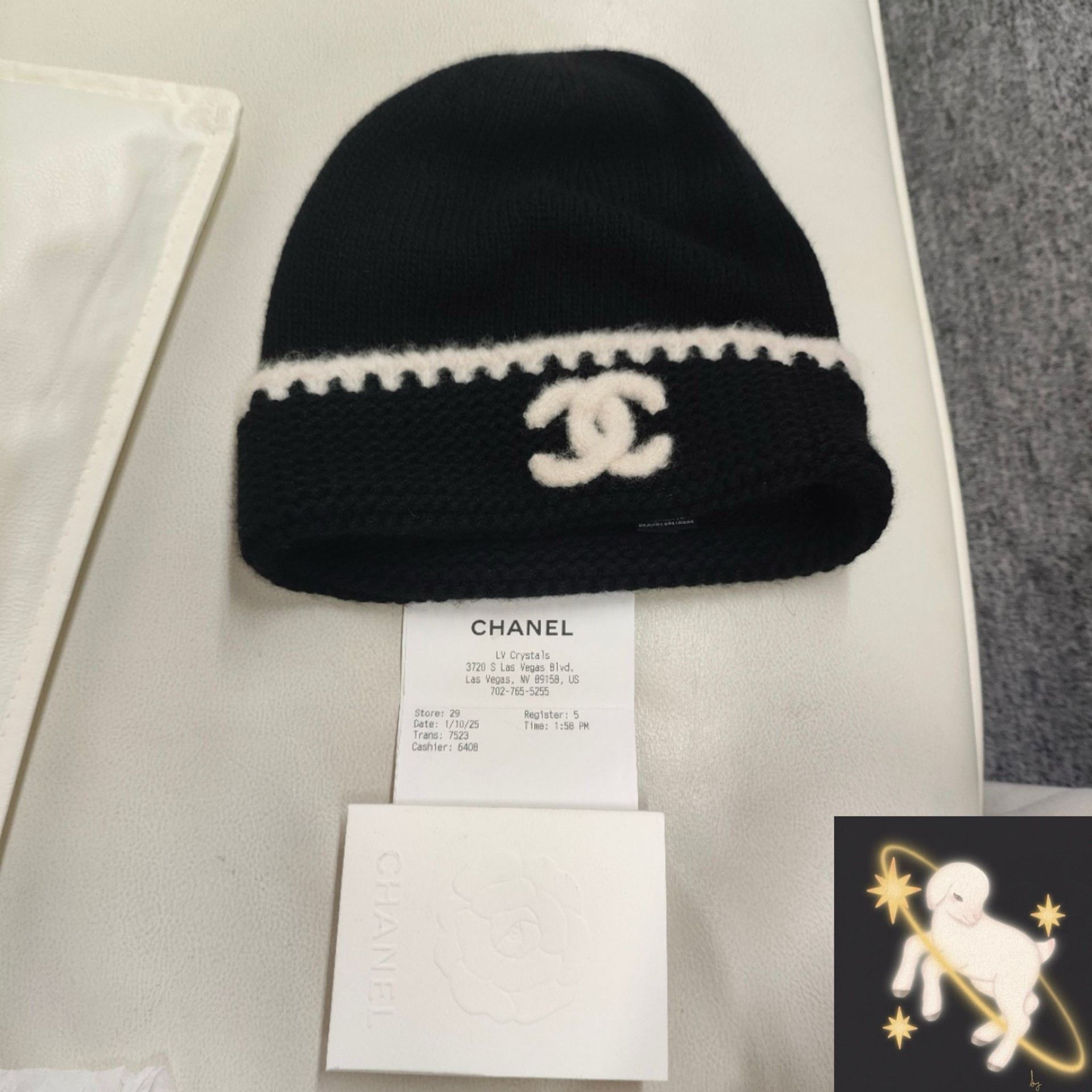 Chanel Chanel Knit Black Hat M Men Size ONE SIZE - 1 Thumbnail