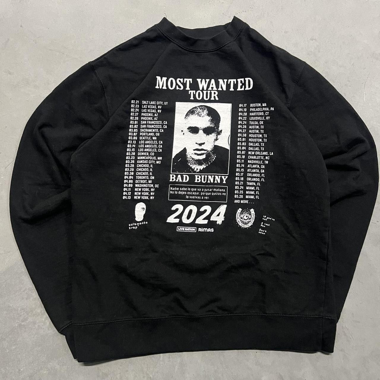 Japanese Brand × Vintage Vintage Y2K/2000s Bad Bunny Most Wanted Tour Sweatshirt! Size US S / EU 44-46 / 1 - 1 Thumbnail