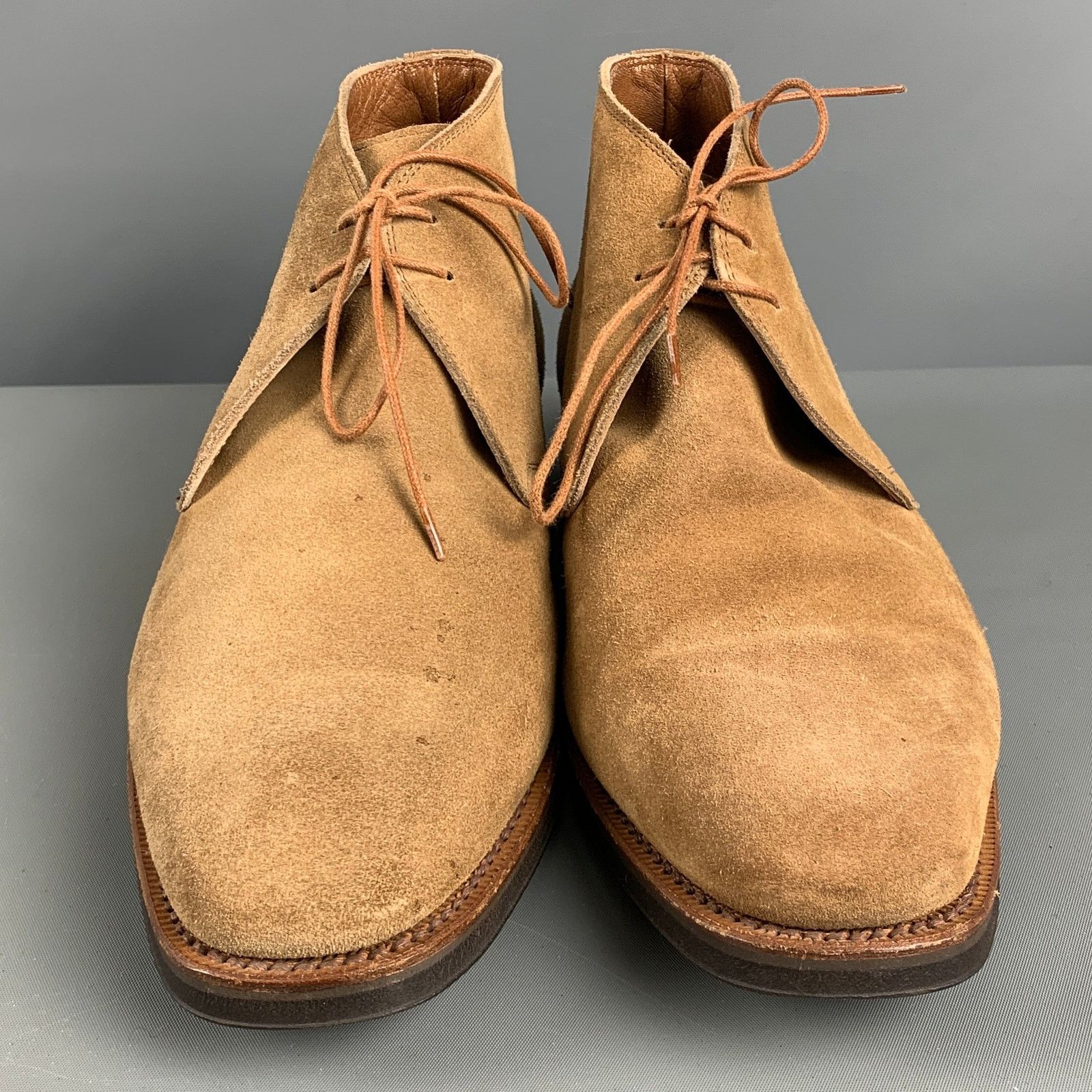 Battistoni BATTISTONI Size 7 Camel Suede Lace Up Boots Size US 7 / EU 40 - 4 Thumbnail